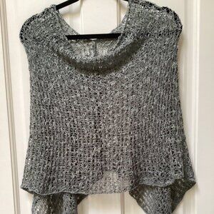 Gray green knit shrug, cover up, top, one size (19"x24")